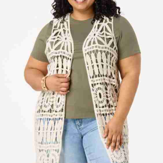Plus Size Crochet Medallion Vest