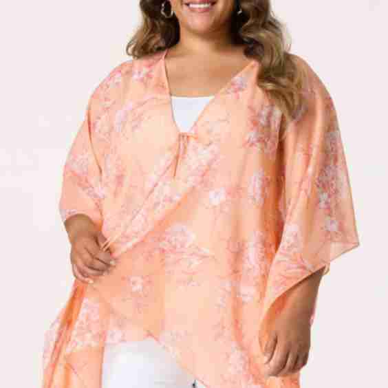 Plus Size Shimmer Tie Front Kimono