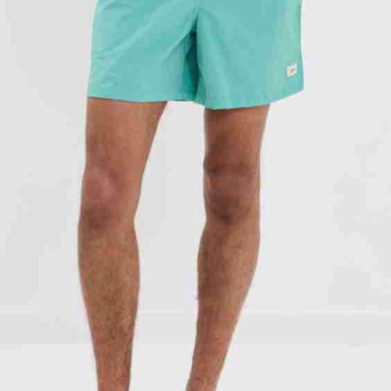 Solid Teal Swim Trunks 5"
