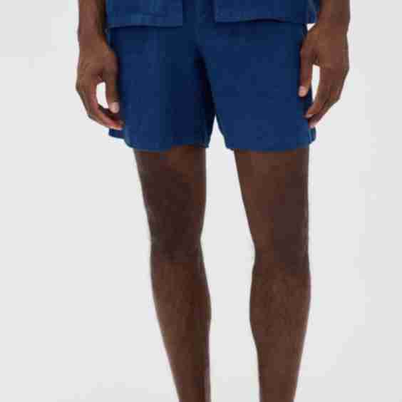 Navy Linen Leisure Shorts 6.25"