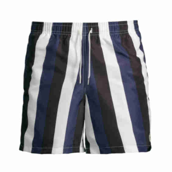 Blue & Black Striped Swim Trunks