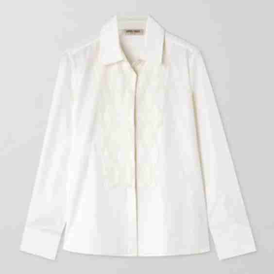 Cassandra bead-embellished embroidered cotton-blend poplin shirt
