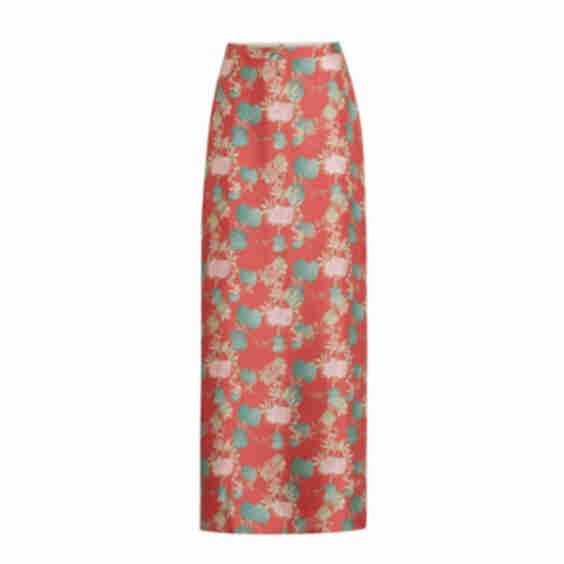 Laurelle Dragonfly floral-print silk-twill maxi skirt