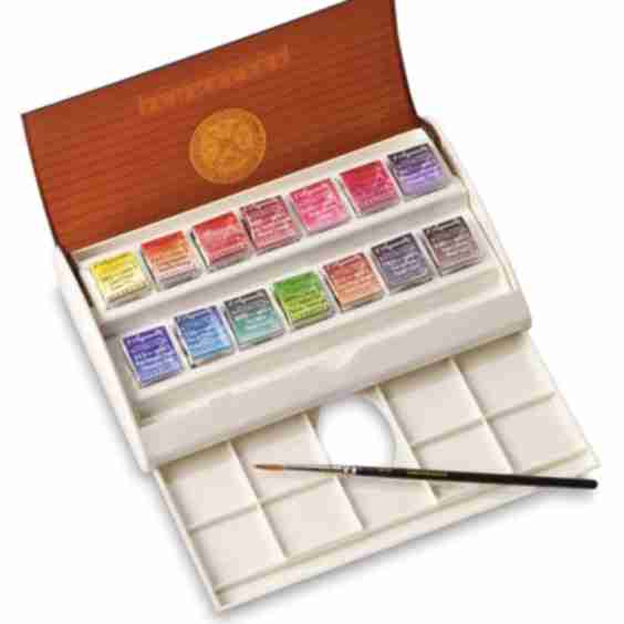 French Artists Watercolor Set Travel Set Of 14 Colors Half Pans