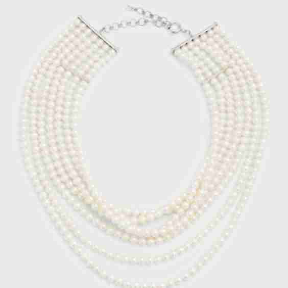 18 K White Gold Freshwater Pearl Choker Necklace