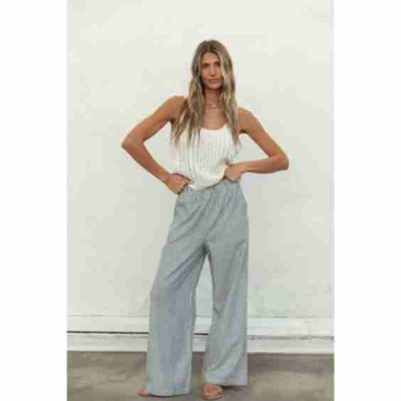 Pacific Linen Cotton Blend Striped Pants