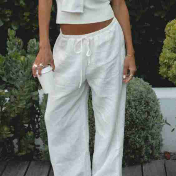 Capri Linen Drawstring Pants