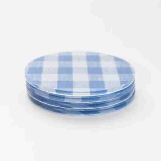 Mack Blue Gingham Coaster Set
