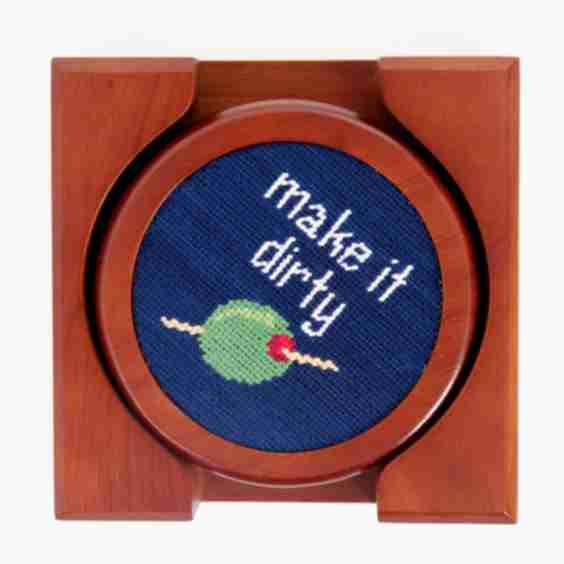 Cocktail Orders Needlepoint Coaster Set