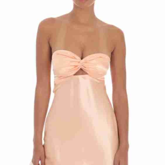 Satin Strapless Twist Cutout Dress