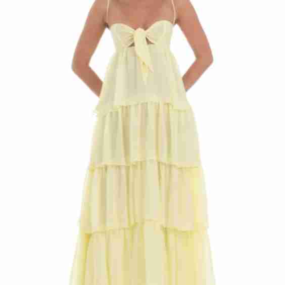 Ruffle Front Tie Maxi Dress 