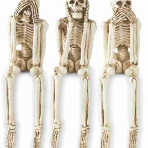 Set of 3 Hear No Evil, See No Evil, Speak No Evil Skeletons Decoration