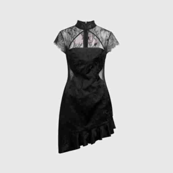 Lucy Silk Embroidered Lace Qi Pao