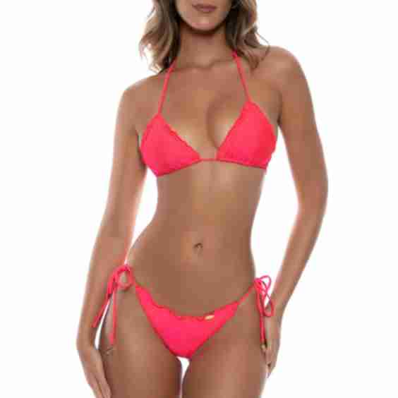 Cosita Buena Wavy Triangle Top Wavy Ruched Back Tie Side Bottom