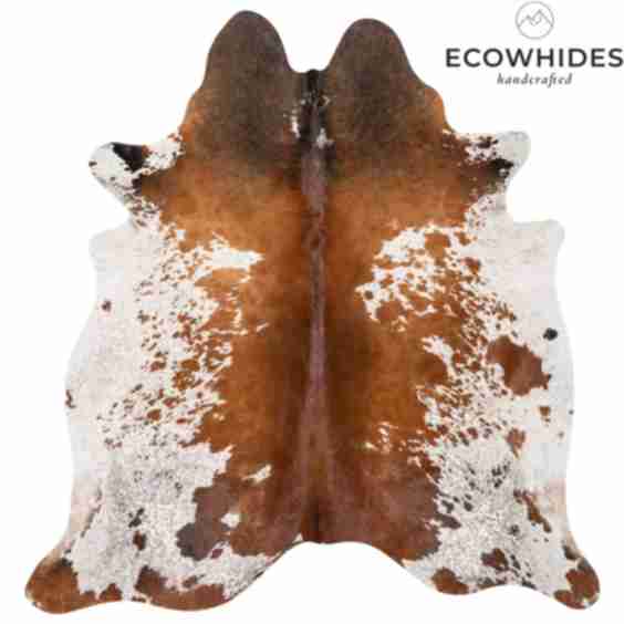 Brazilian Chocolate and White Cowhide Rug Size 7'9" L x 7'5" W 1648