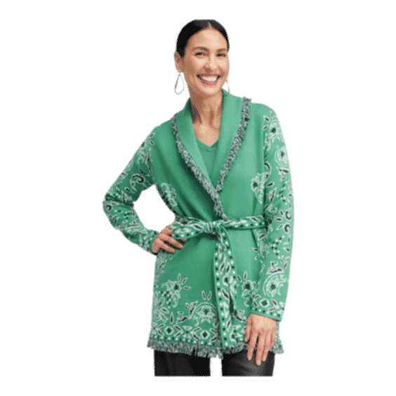 Fringe Bandana Print Cardigan