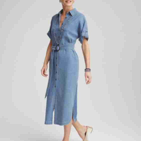 Denim Belted Midi Shirtdress