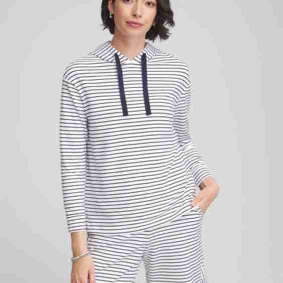 Zenergy French Terry Cotton Striped Hoodie