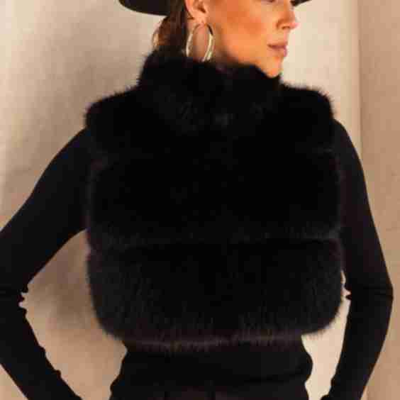 Nocturnal Nights Faux Fur Cropped Vest 