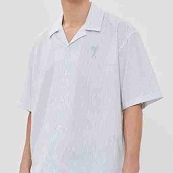 Striped Logo Camp Collar Shirt