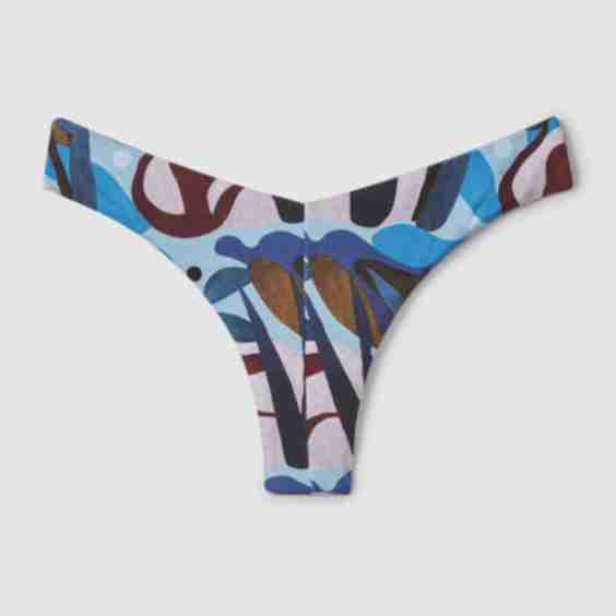High Cut Bikini Bottoms In Blue Multi