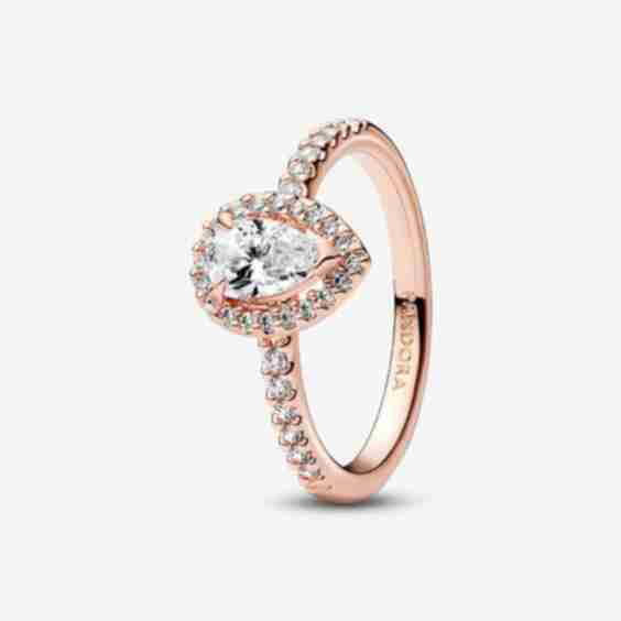 Sparkling Pear Halo Ring