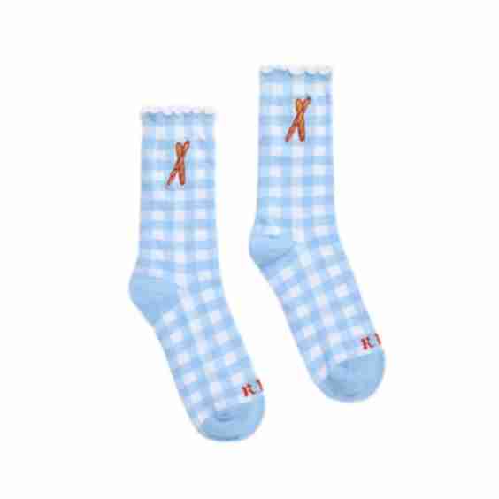 Womens Baguette Socks Blue White Gingham