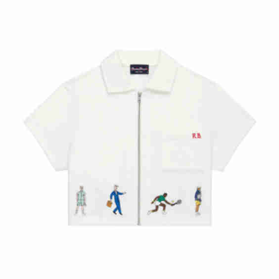Womens Cropped Terry Zip Up Polo