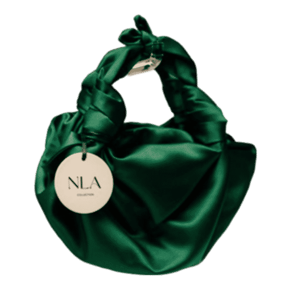 Dark Green NLA Silk Knot Bag