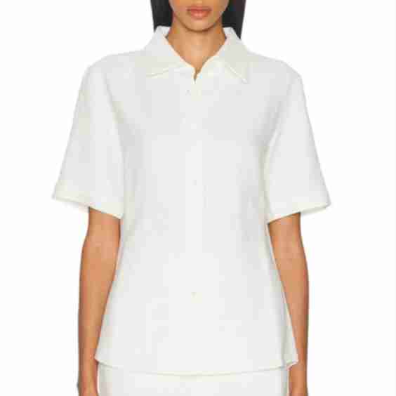 Short Sleeve Linen Button Up Top