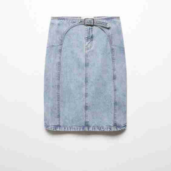Denim Midi-Skirt With Belt