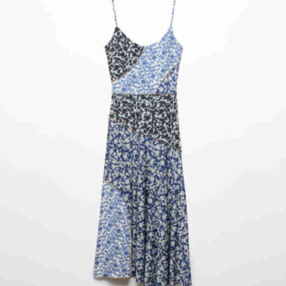 Printed Dress with Contrast Stitching