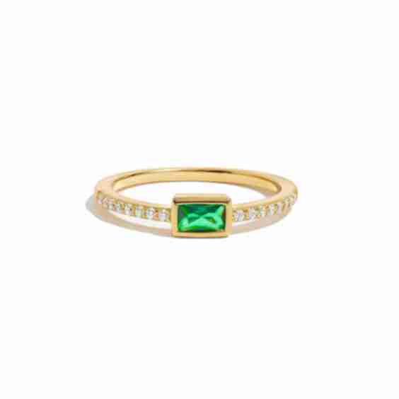 Emerald CZ Baguette Ring