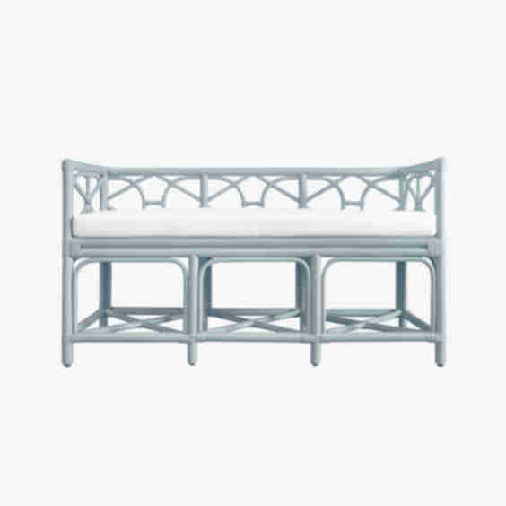 Fernandina Light Blue Rattan Bench