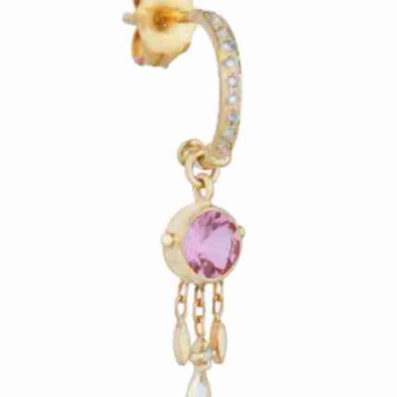 Pink Tourmaline Single Hoop Earring