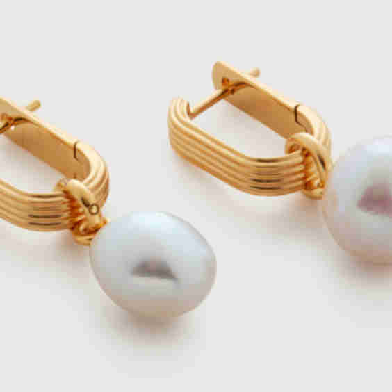 Groove Baroque Pearl Huggie Earrings