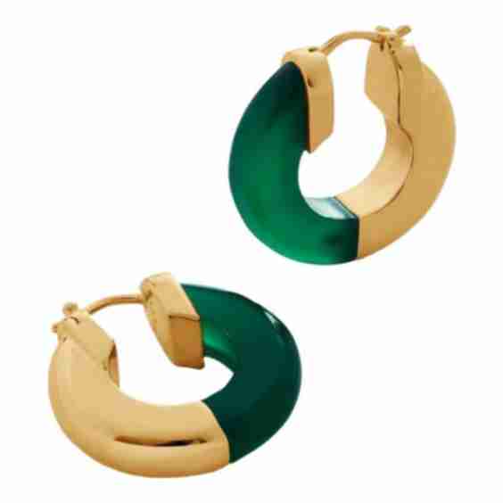 Kate Young Half Gemstone Small Hoop Earrings
