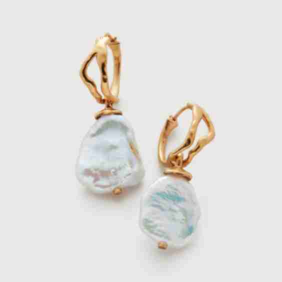 Keshi Pearl Large Hoop Earrings