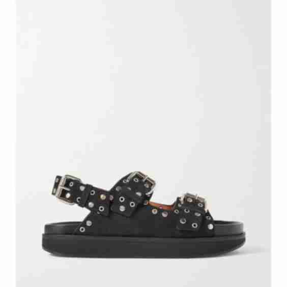 Black Ophie Embellished Suede Sandals