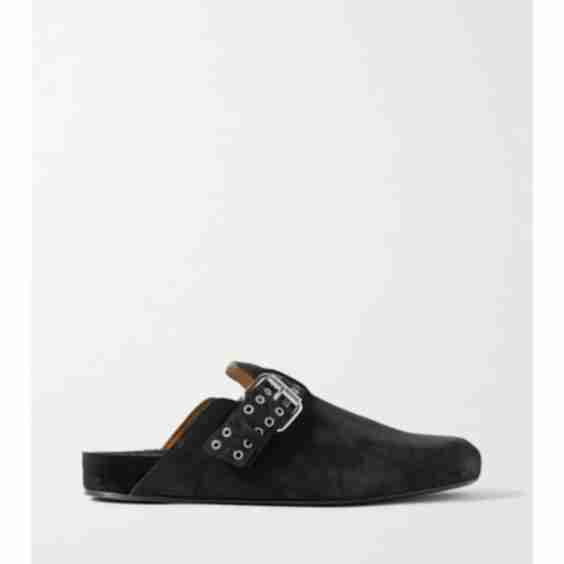 Black Mirvin Buckled Suede Slippers