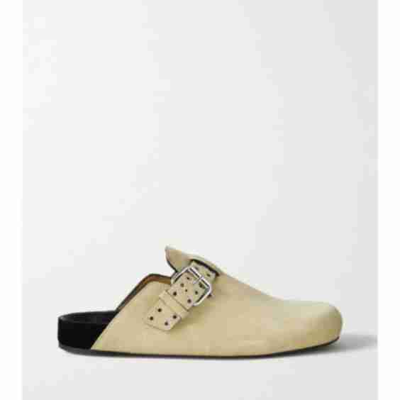 Ecru Mirvin Buckled Suede Slippers