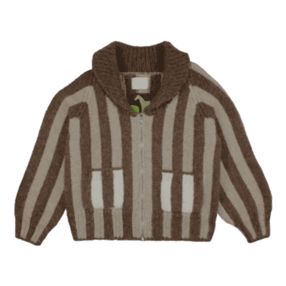 Jockey Stripe Hand Knit Zip Cardigan Sweater