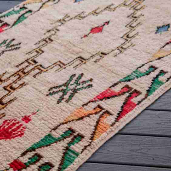 Vintage Moroccan White Multicolored Rug