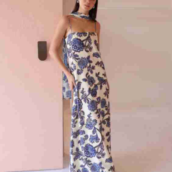 By Nicola Layla Maxi Dress In Blue Paisley