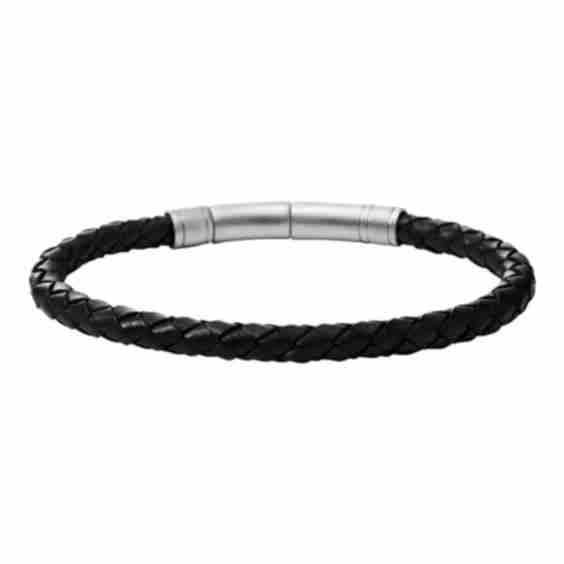 Townsman Black Skinny Braided Leather Bracelet