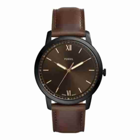 Minimalist Three-Hand Brown Leather Watch