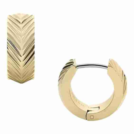 Harlow Linear Texture Gold-Tone Stainless Steel Huggie Hoop Earrings