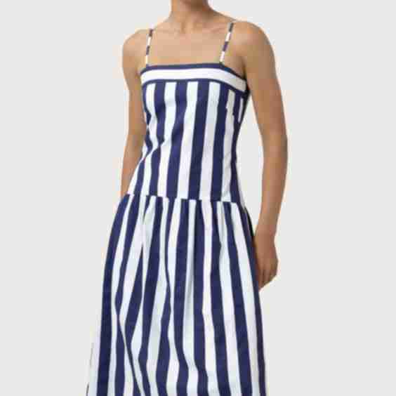Alex Poplin Dress Marine Stripe