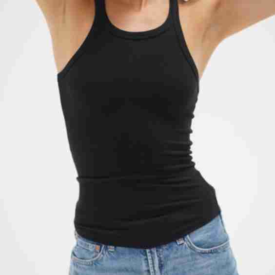 Ribbed Skinny Racer Tank Top