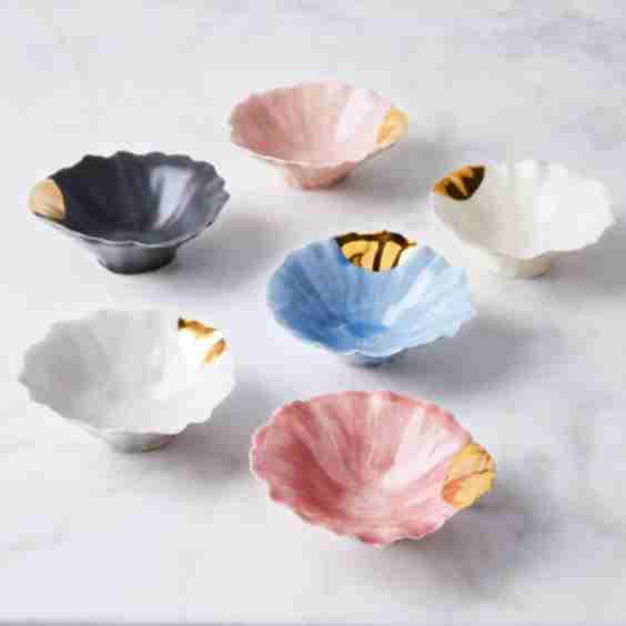 Gold-Dipped Ceramic Pinch Bowls